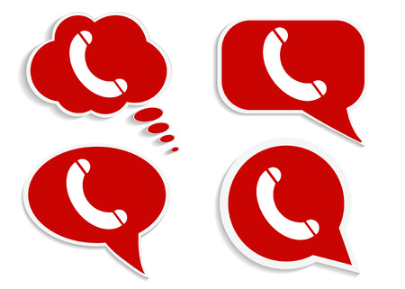 Phone on red word bubble speech, busy line isolated on whiteのイラスト素材