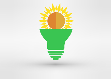 Light green bulb with  sun. のイラスト素材
