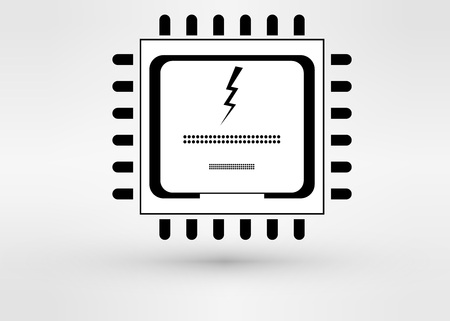 Vector CPU icon with boltのイラスト素材