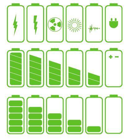 Battery icon set .Set of battery charge level indicators eps 10のイラスト素材