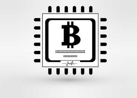 Vector CPU icon with bitcoin  vector illustrationのイラスト素材