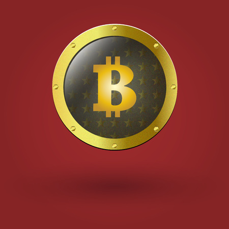 golden isolated bitcoin coin front view のイラスト素材