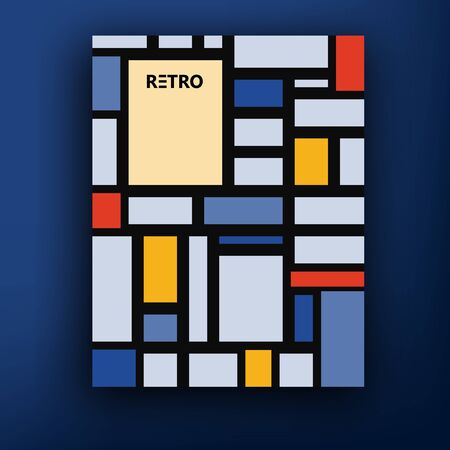Vector retro bauhaus de stijl brochure booklet cover design templates collection A4 mondrianのイラスト素材