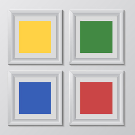 wooden square picture frames color rainbow set for your web designのイラスト素材