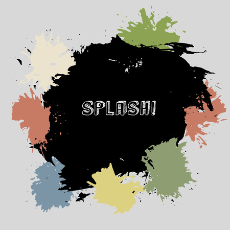 Color splash. Blot on grey backgroundのイラスト素材