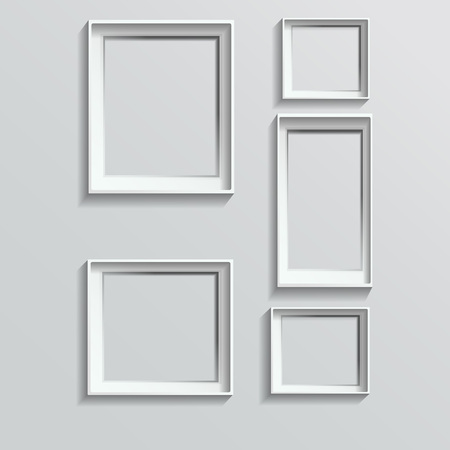 Set of white photo frames vector illustration image