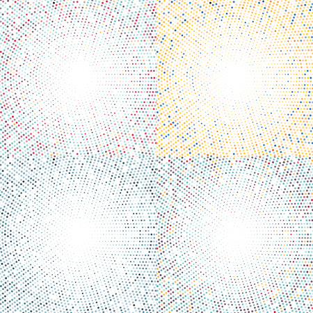 Four vector halftone dots backgrounds. Colored dots on white background.のイラスト素材