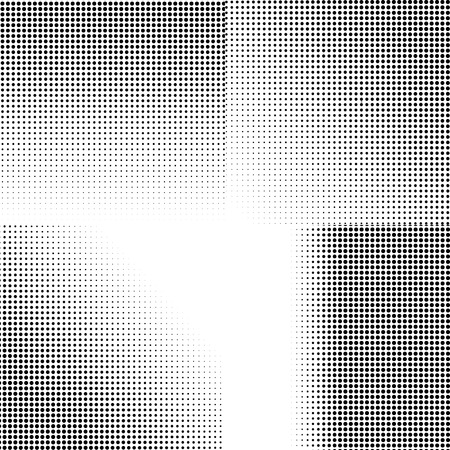 Four vector halftone dots bsckgrounds. Black dots on white background. Eps10 illustrationのイラスト素材