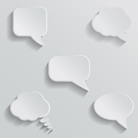 Chat bubbles - paper cut design. White color on light grey background. vector illustration imageのイラスト素材