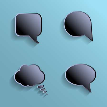 Chat bubbles - paper cut design. Black color on marine backgroundのイラスト素材