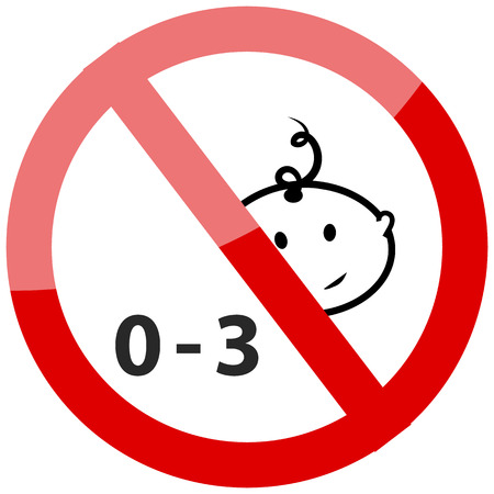 Prohibited from using children  under three years icon. Vector illustration.のイラスト素材