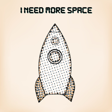 Vector retro rocket poster. Halftone stylized eps 10 vector illustrationのイラスト素材