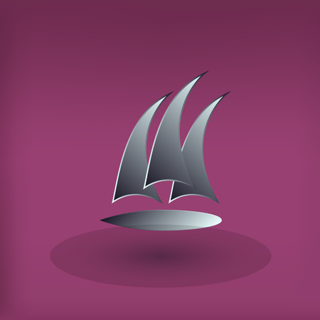 Vector yacht club logo. Modern style. metallic 3dのイラスト素材