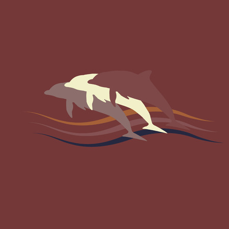 Set of Dolphins silhouettes. Logo eps 10 vector illustrationのイラスト素材