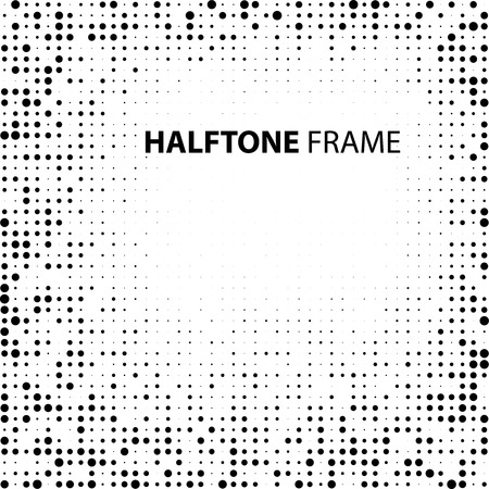Vector Vintage Stroke Dirty Overlay Distress Border Frame. Rectangle in Grungy Style for your Design . Halftone Dots Overlay Texture .のイラスト素材