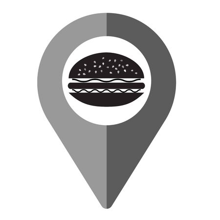 Simple hamburger pin on the map. Line icons for application development, creative process.のイラスト素材