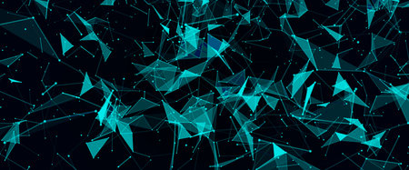 Abstract digital background with cybernetic particles. Science theme with sci-fi space fractal. Good...