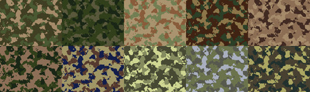 Big set of seamless camo pattern vector.のイラスト素材