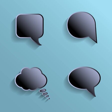 Chat bubbles - paper cut design. Black color on marine backgroundのイラスト素材