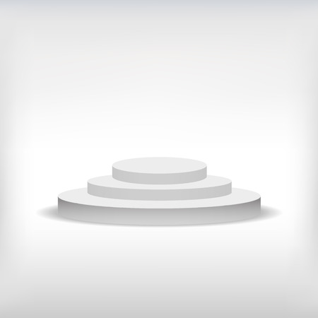 3d isolated Empty white podium on gray background. Vector illustration.のイラスト素材