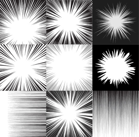 Comic book speed horizontal lines background set of nine editable imagesのイラスト素材