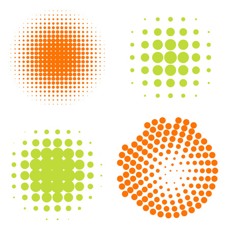 Set of Abstract Halftone Circles, vector illustrationのイラスト素材