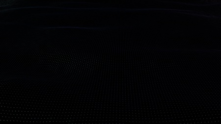 Background of particles on surface with waves. 3D render animation of perspective glimmering surfaceの写真素材