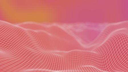 Polygonal surface waving cute background. Pink color design. 3D render with bokeh and blurred background.の写真素材
