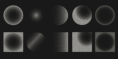 Halftone dot tone grunge effect abstract pattern texture vector graphic retro illustration.gradient geometric element art shape modern creative pop wallpaper vintage monochrome print frameのイラスト素材