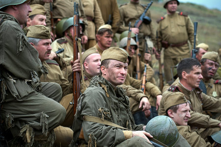 battle restoration of the war with soldiers and arms