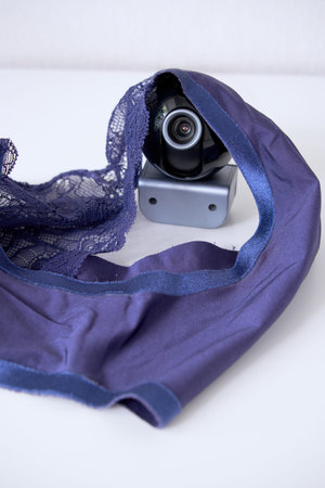 Webcam Hidden in women's underwear for covert surveillance of the house. Surveillance and security...