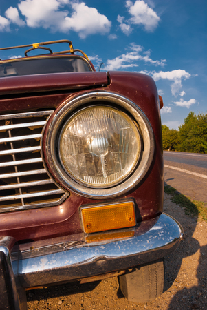 The headlight of a retro car close up. Soviet carのeditorial素材
