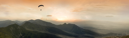 Panorama. Sunset in the mountains.の写真素材
