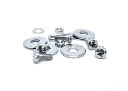 Skrews nuts and washers isolatedの写真素材