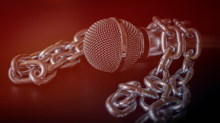 Freedom of the press is at risk concept - World press freedom day conceptの写真素材