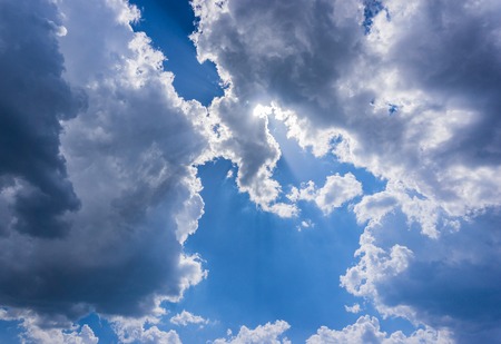 Beautiful clouds with blue sky background. Nature weatherの写真素材