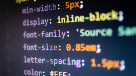 Coding application by programmer developer. Script on computer with source code. Programming code abstract background screen of softwareの写真素材