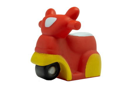 Rubber toy bike Children's toy for the bathroom isolated on white backgroundの写真素材