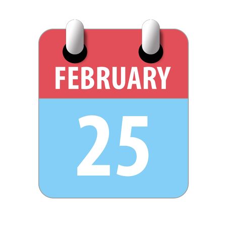 february 25th. Day 25 of month, Simple calendar icon on white background. Planning. Time management. Set of calendar icons for web design. winter month, day of the year concept.の写真素材