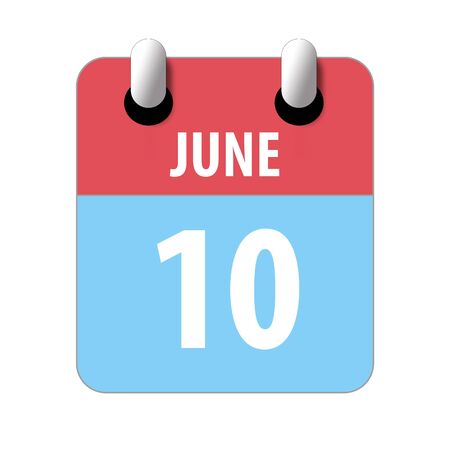 june 10th. Day 10 of month, Simple calendar icon on white background. Planning. Time management. Set of calendar icons for web design. summer month, day of the year concept.の写真素材