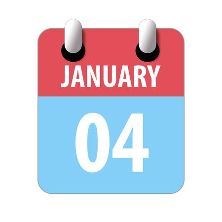 january 4th. Day 4 of month, Simple calendar icon on white background. Planning. Time management. Set of calendar icons for web design. winter month, day of the year concept.の写真素材
