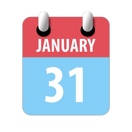 january 31st. Day 31of month, Simple calendar icon on white background. Planning. Time management. Set of calendar icons for web design. winter month, day of the year concept.の写真素材