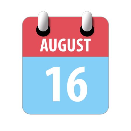 august 16th. Day 16 of month, Simple calendar icon on white background. Planning. Time management. Set of calendar icons for web design. summer month, day of the year concept.の写真素材