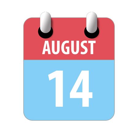 august 14th. Day 14 of month, Simple calendar icon on white background. Planning. Time management. Set of calendar icons for web design. summer month, day of the year concept.の写真素材