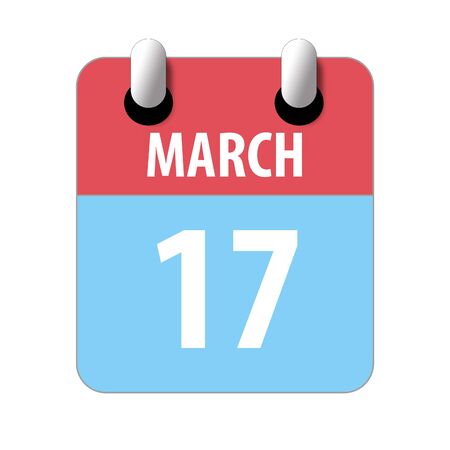 march 17th. Day 17 of month, Simple calendar icon on white background. Planning. Time management. Set of calendar icons for web design. spring month, day of the year concept.の写真素材