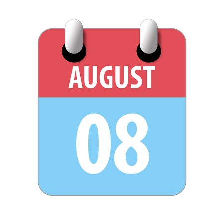 august 8th. Day 8 of month, Simple calendar icon on white background. Planning. Time management. Set of calendar icons for web design. summer month, day of the year concept.の写真素材