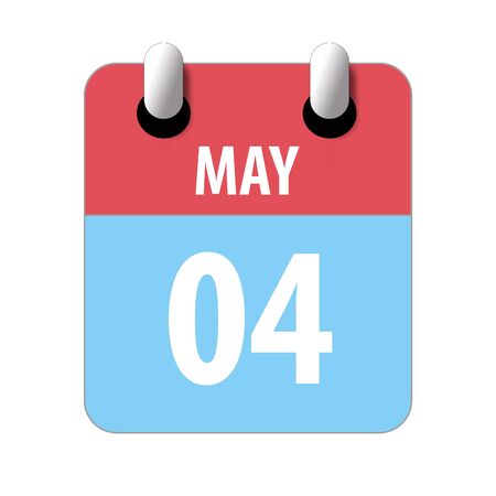may 4th. Day 4 of month, Simple calendar icon on white background. Planning. Time management. Set of calendar icons for web design. spring month, day of the year concept.の写真素材