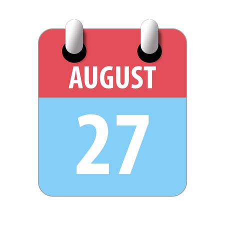 august 27th. Day 27 of month, Simple calendar icon on white background. Planning. Time management. Set of calendar icons for web design. summer month, day of the year concept.の写真素材