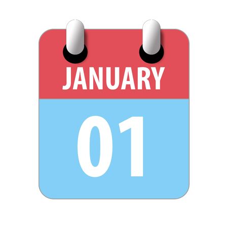 january 1st. Day 1 of month, Simple calendar icon on white background. Planning. Time management. Set of calendar icons for web design. winter month, day of the year concept.の写真素材