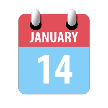 january 14th. Day 14 of month, Simple calendar icon on white background. Planning. Time management. Set of calendar icons for web design. winter month, day of the year concept.の写真素材